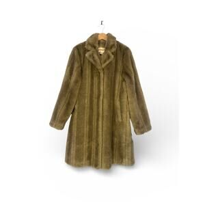 Vintage Worthington Brown Faux Fur Coat Size L Hits Just below Knee Fully Lined